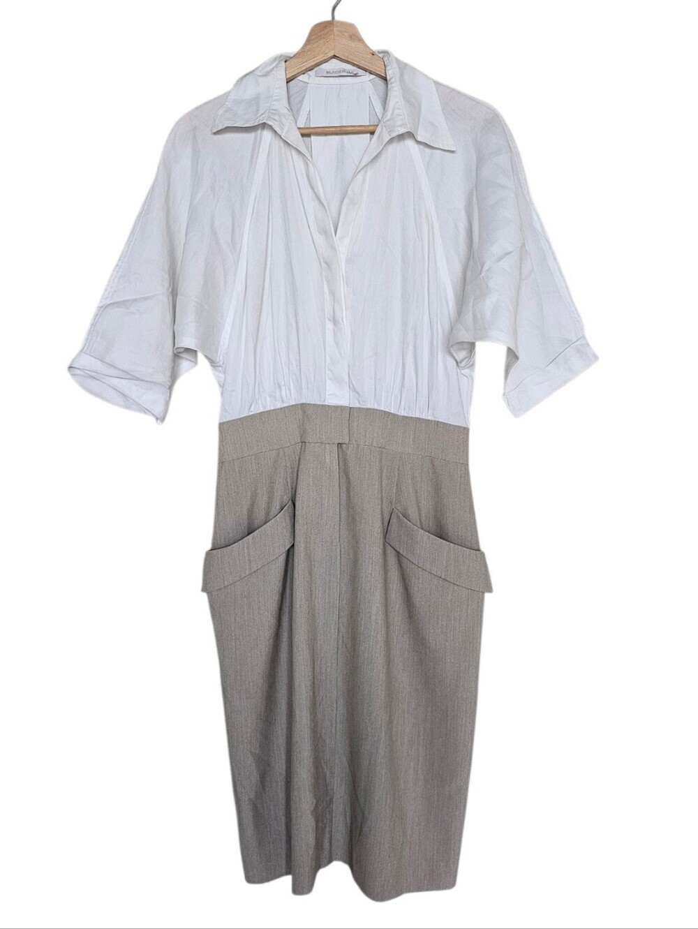 Black Halo White Collared Career Professional Tailored Blouse Dress Size 6